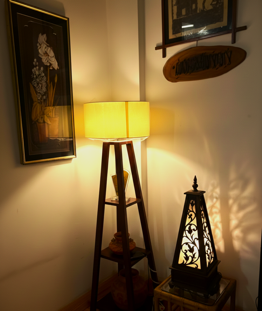 Wooden Tripod Floor Lamp